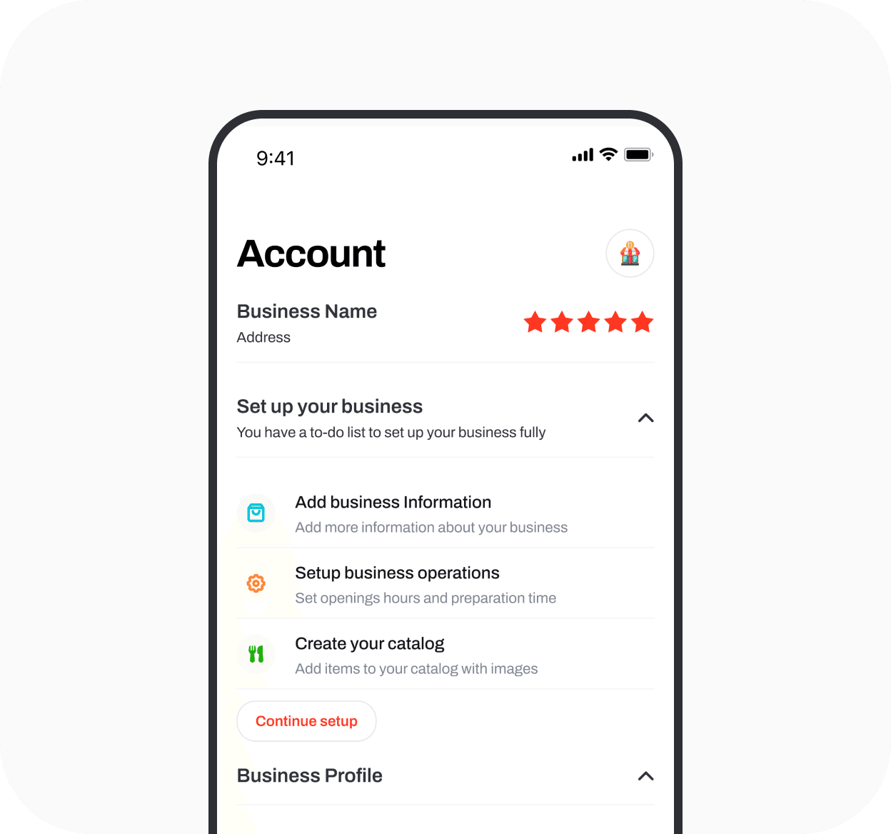 Ordaeats business account management