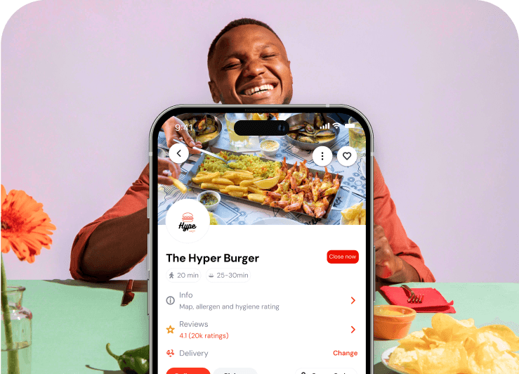 Ordaeats app mockup with a customer browsing dishes